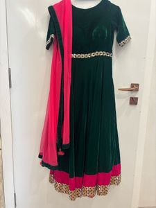 Emerald Green Velvet Anarkali Suit