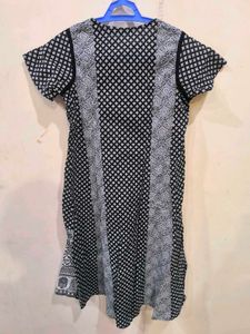 Black and white cotton anarkali kurti