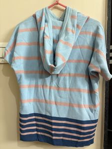Striped Short Sleeve Hoodie
