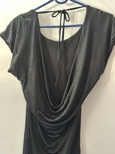 Chic Black Boat Neck Mini Dress