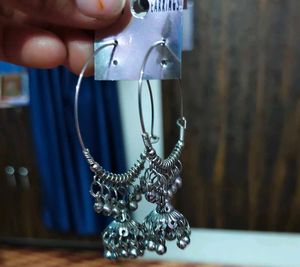 Silver Tone Jhumka Earrings