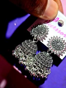 Jhumka Earrings humka Earring Silver Oxidised