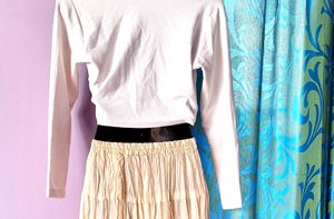 Cream Crop Top &amp; Tiered Skirt Set