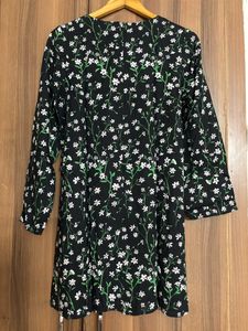 Floral Black Cotton Dress
