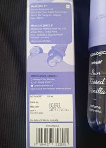 AQUALOGICA VANILLA BODY MIST