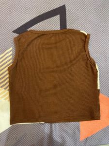 Brown &amp; White Crop Top