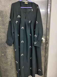 Black Embroidered short abaya..