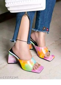 Tie-Dye Block Heel Mules