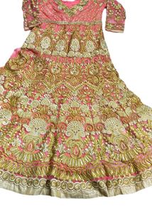 Fish Cut Type Long Frock Pink Colour