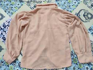 Peach Puff Sleeve Shirt