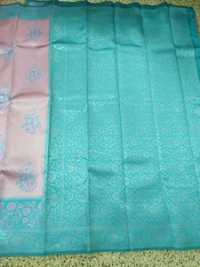 Elegant Pink N Blue  Ethnic Saree