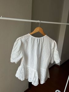 NEW LOOK White Broderie Anglaise Tie Front TOP