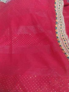 Red Embellished Dupatta