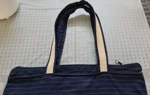 Striped Blue Denim Bag for a smart look