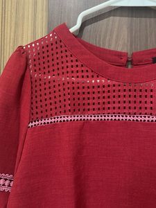 Zara Red Perforated Top