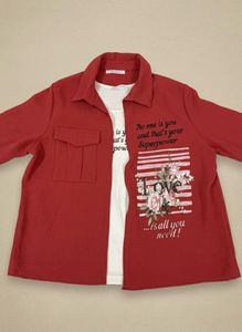 Red Overcoat & White Sleeveless top
