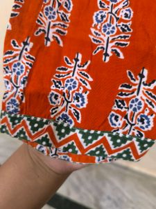 Printed Orange short kurti