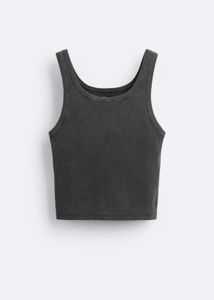 Gray Ribbed Tank Top