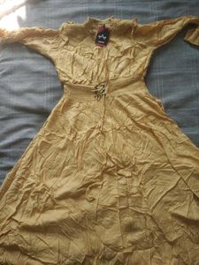Women Gold Color Top Kurti