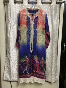 Georgette Printed Embroidered Kurti