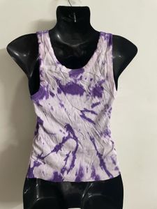 Purple N White Tie Dye Tank Top