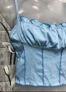 Blue Corset Style Crop Top