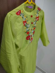 Lime Green Embroidered Salwar Kameez