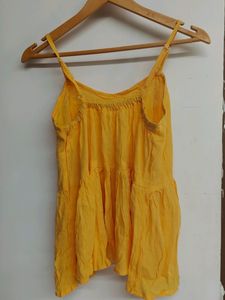 Yellow Short Peplum Top For Girls