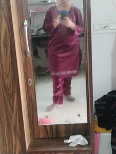 Burgundy Velvet Kurta Set