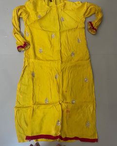 Yellow Embroidered Kurta