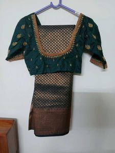 Elegant Green Saree &amp; Blouse