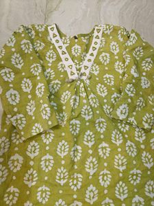 Green Printed Kurta Set