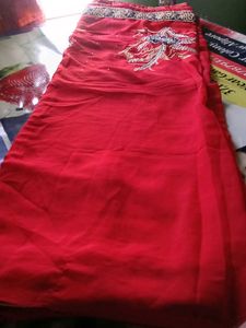 Red Embroidered Saree