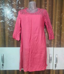 Coral Lace Detail Dress