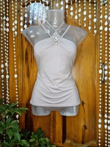 Elegant Halter Top with Lace Detail