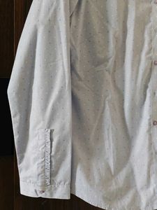 Park avenue Light Blue Polka Dot Shirt, S-M