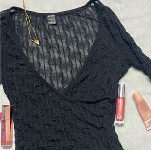Shein Black Wrap Top