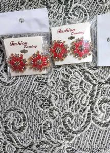 Red Floral Statement Earrings