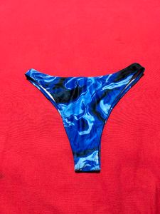 Blue Marble Print Bikini Thong | Size M