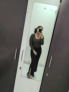 Black Wide Leg Pants with side slits