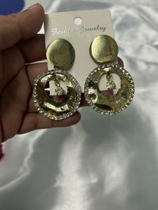 Golden Circle Rhinestone Earrings