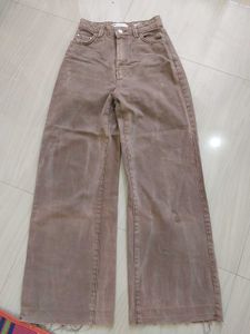 Washed Brown Straight Pants