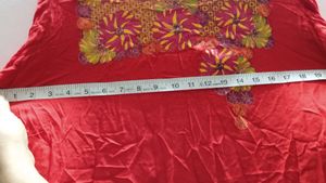 Red Kurti With Yellow Flower Print