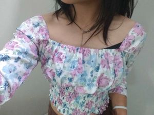 Pretty Floral Square Neck Top