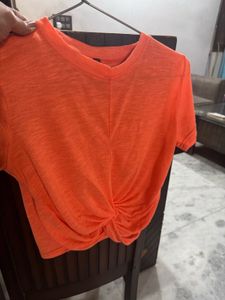 Front Wrap Detail Top Beautiful Coral Color