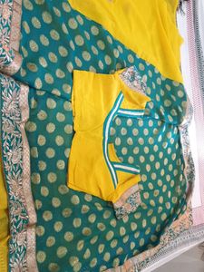 Yellow Green Banaras Chiffon