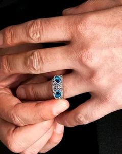 Adjustable Blue Eye-owl Stainless Steel Ring