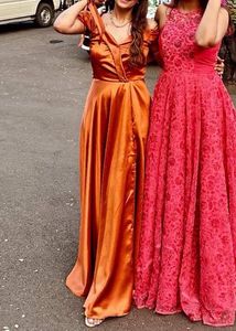 Rustic Brown Satin Dress