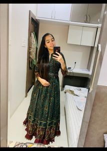 Beautiful Green Floor Touch Dress