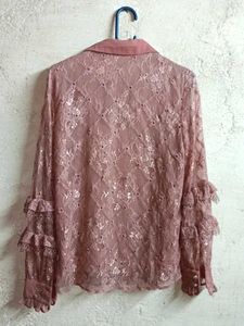 Partywear Lace Ruffle Shirt Top Layered